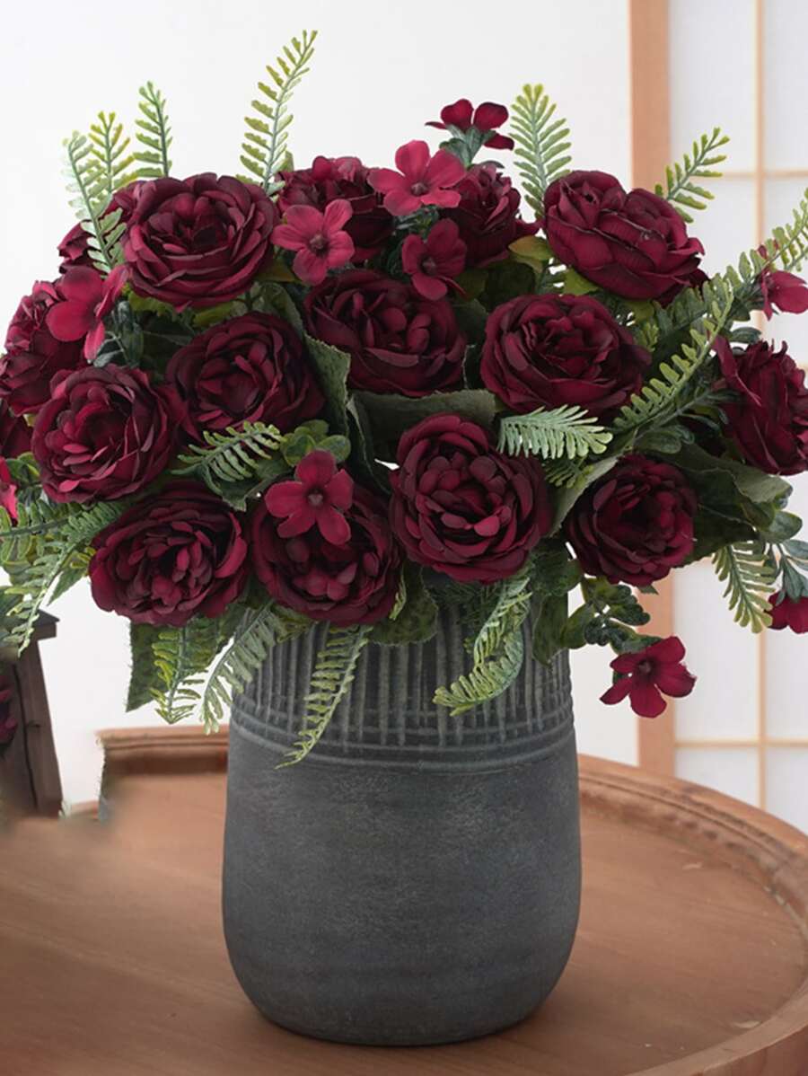 1/2/4 Bó hoa mẫu đơn nhân tạo, Nụ hoa hồng, Quà tặng ngày lễ tình nhân, Trang trí đám cưới, Hoa đeo tay cô dâu, Vật liệu giữ hoa, Vật liệu vòng hoa tự làm, Nhà năm mới, Phòng ngủ, Phòng khách, Phụ kiện bình hoa, Trang trí tiệc sinh nhật ngày lễ, Vật liệu làm hoa