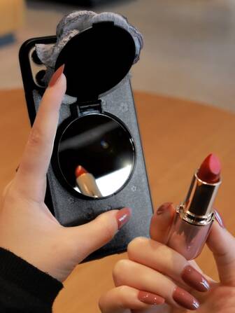 花朵壓花手機殼帶鏡子