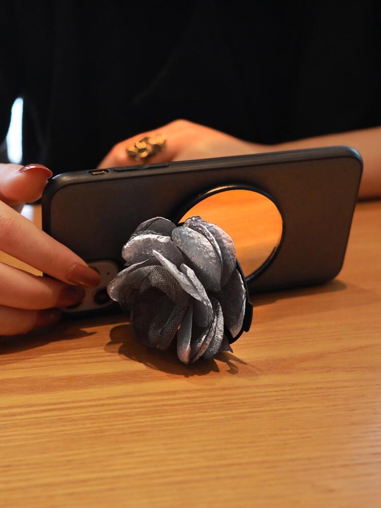 Flower Embossed Phone Case With Mirror