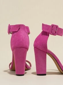 Chunky Heeled Ankle Strap Sandals - Hot Pink - View 8