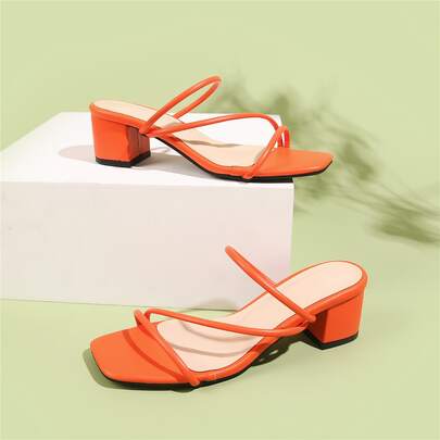 Minimalist Chunky Heeled Mule Sandals