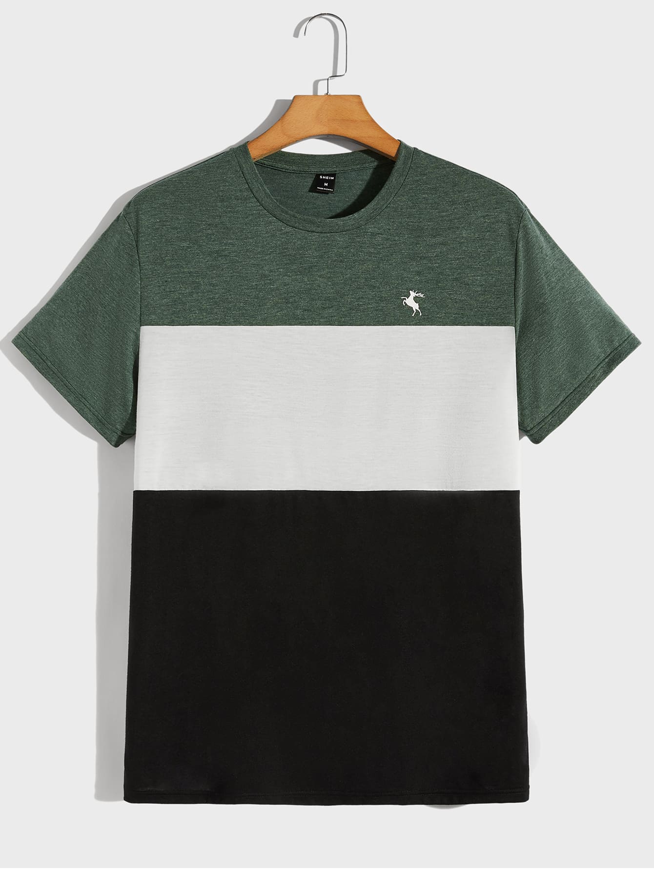 Manfinity VCAY Men Colorblock Elk Print Tee - Army Green - View 1