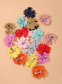 bilicaca 20入組小女童蝴蝶結裝飾髮夾 - 彩色 - 查看 3