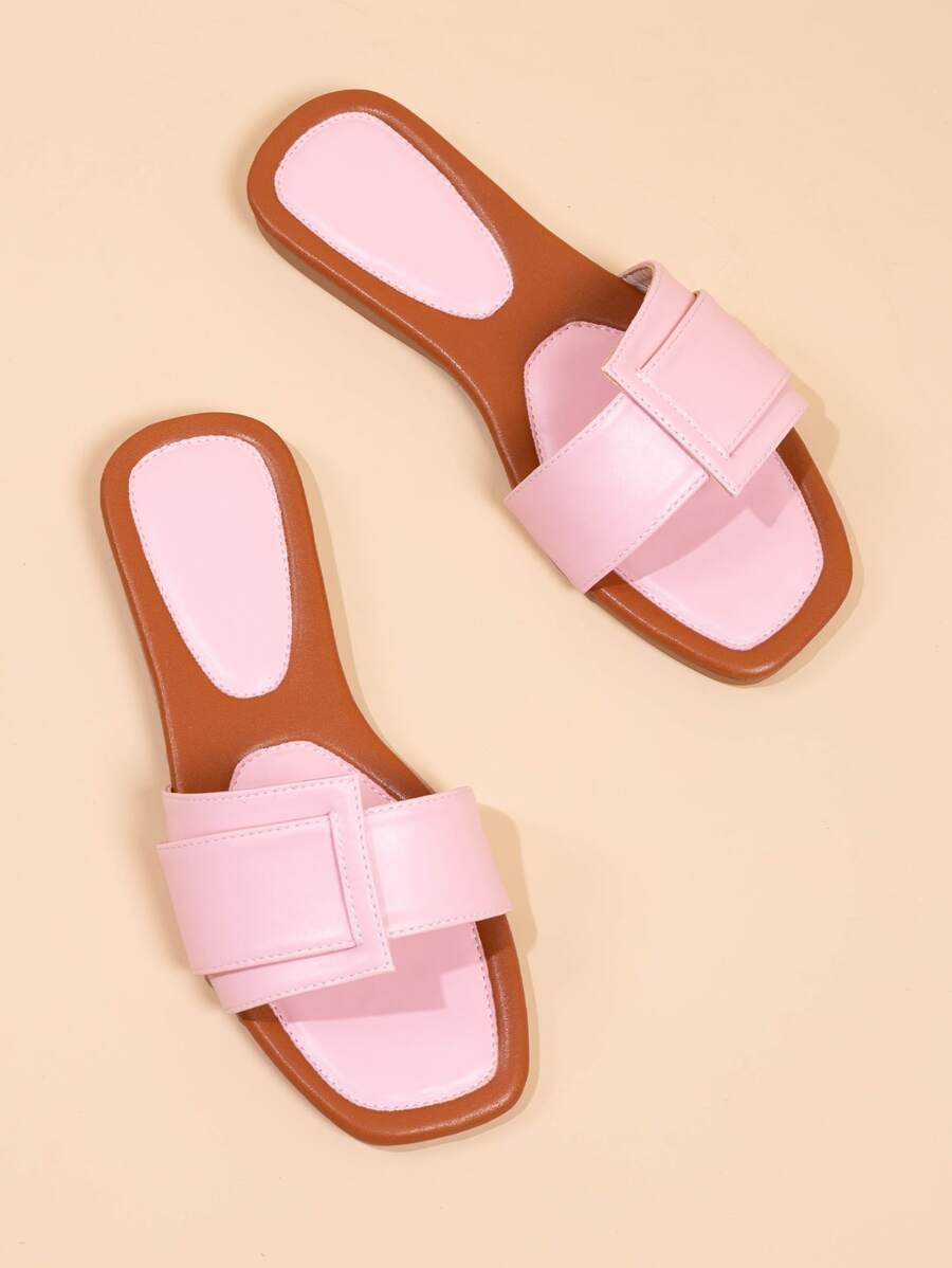 Buckle Decor Slide Sandals - Pink - View 1