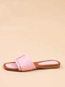 Buckle Decor Slide Sandals - Pink - View 3