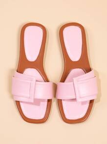 Buckle Decor Slide Sandals - Pink - View 4
