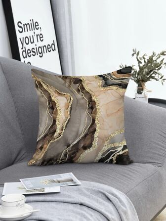 Marble Print Cushion Cover Without Filler, Modern Throw Pillowcase For Home Decor