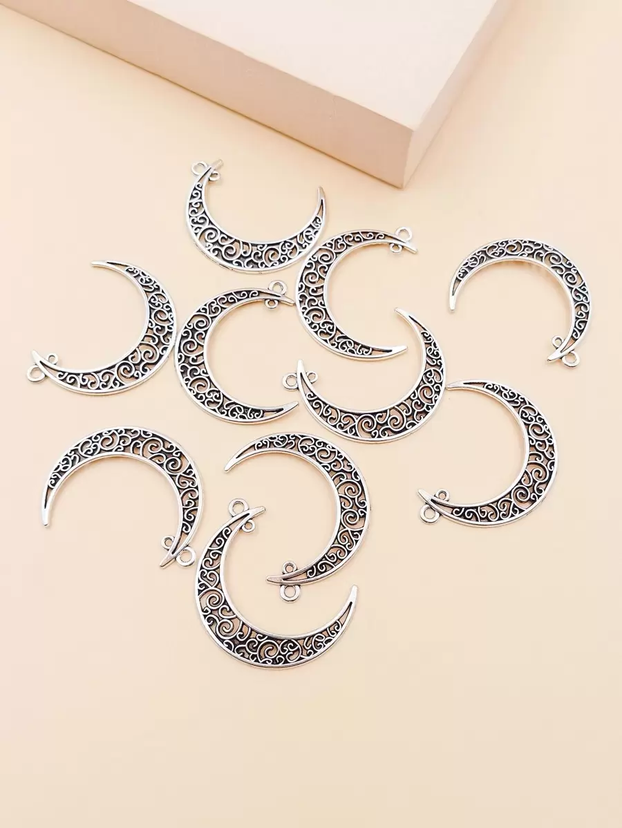 HOTNICE 10入組鏤空月亮吊墜 - 銀色 - 查看 1