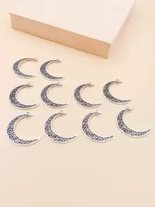 HOTNICE 10入組鏤空月亮吊墜 - 銀色 - 查看 3