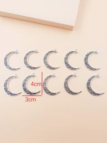 HOTNICE 10入組鏤空月亮吊墜 - 銀色 - 查看 4