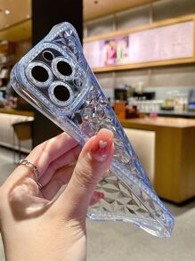 1 Ốp điện thoại Tpu chống sốc họa tiết kim cương & mắt thiên thần thời trang & sang trọng dành cho nữ có bảo vệ ống kính máy ảnh, tương thích với điện thoại Apple và Samsung - Màu xanh lam - Xem 3