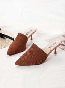 尖頭細跟帶跟穆勒鞋 - 棕色 - 查看 4