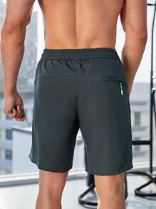 Fitness Men Letter Graphic Sports Shorts Gym Shorts - Dark Grey - View 2