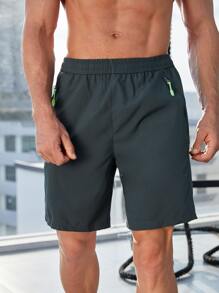 Fitness Men Letter Graphic Sports Shorts Gym Shorts - Dark Grey - View 4