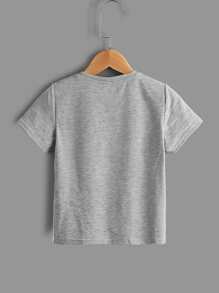 SHEIN Chàng trai trẻ 2 cái/bộ Giải trí Dệt kim Vòng cổ Ngắn tay Áo thun Với In Hình học - Nhiều màu - Xem 6