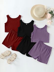 Bộ thời trang bé gái màu trơn Giải trí - Nhiều màu - Xem 1