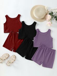 Bộ thời trang bé gái màu trơn Giải trí - Nhiều màu - Xem 2