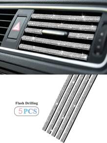 5 piezas con diseño de diamante de imitación de salida de aire del coche ribete tira - Blanco - Ver 4