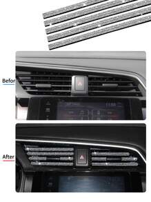 5 piezas con diseño de diamante de imitación de salida de aire del coche ribete tira - Blanco - Ver 5