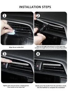 5 piezas con diseño de diamante de imitación de salida de aire del coche ribete tira - Blanco - Ver 6