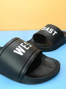 Letter Graphic Single Band Slides - Black and White - View 4