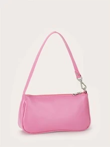 人造專利皮革法棍包,粉色,適用於青少女女大學生、新手和白領工人,在辦公室、學校、工作、商務、上下班時完美搭配