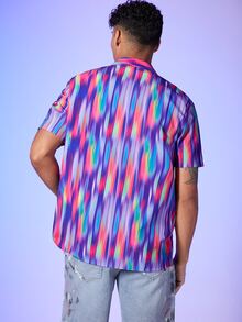 Manfinity Hombres Camisa con estampado con botón - Multicolor - Ver 2