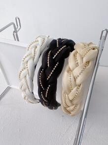 3 piezas Diadema con diseño de diamante de imitación con diseño trenzado - Multicolor - Ver 1