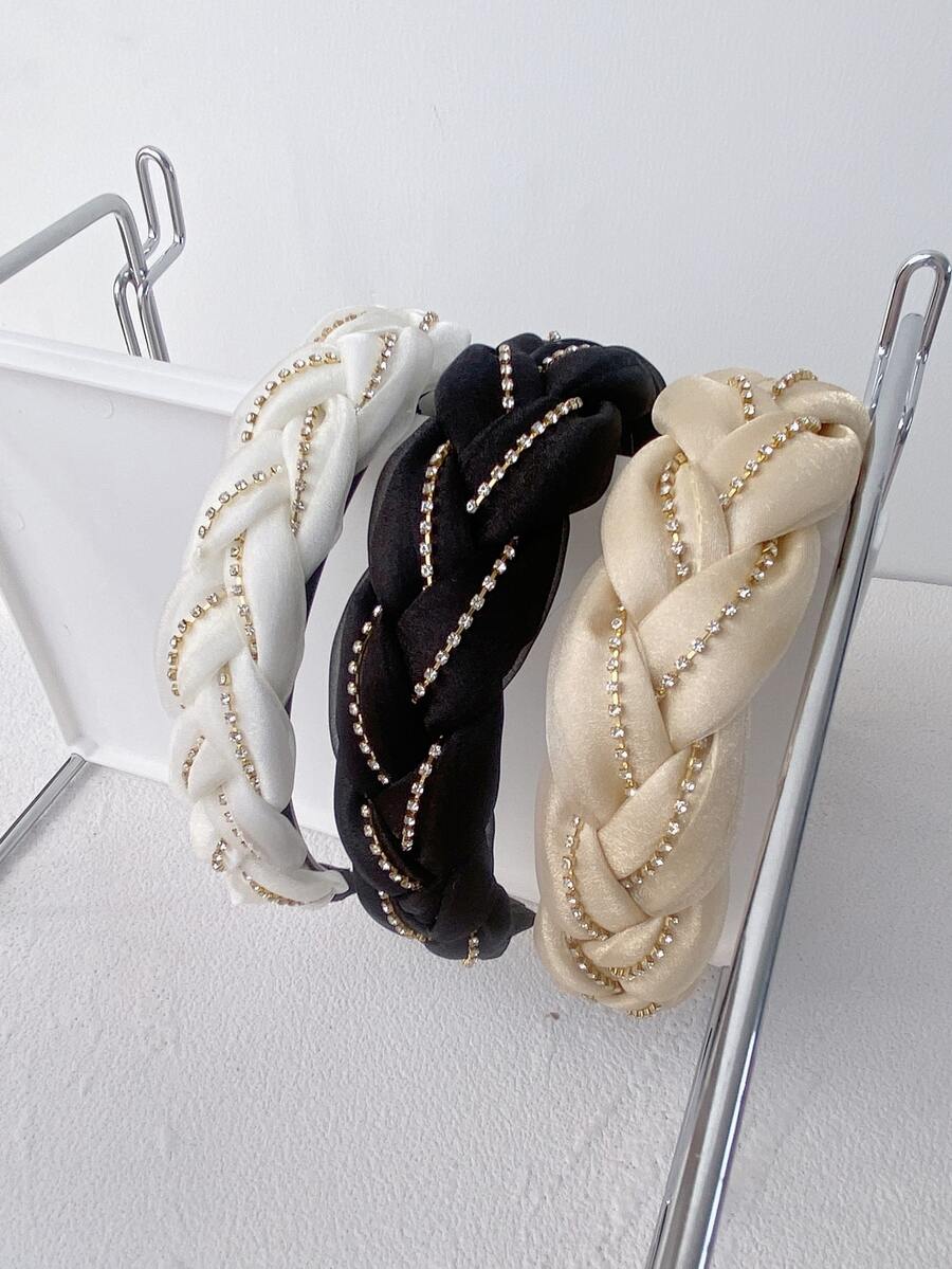 3 piezas Diadema con diseño de diamante de imitación con diseño trenzado - Multicolor - Ver 1