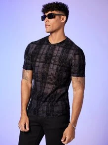 GENTILAND 男士格紋金屬亮絲上衣