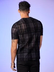 GENTILAND 男士格紋金屬亮絲上衣