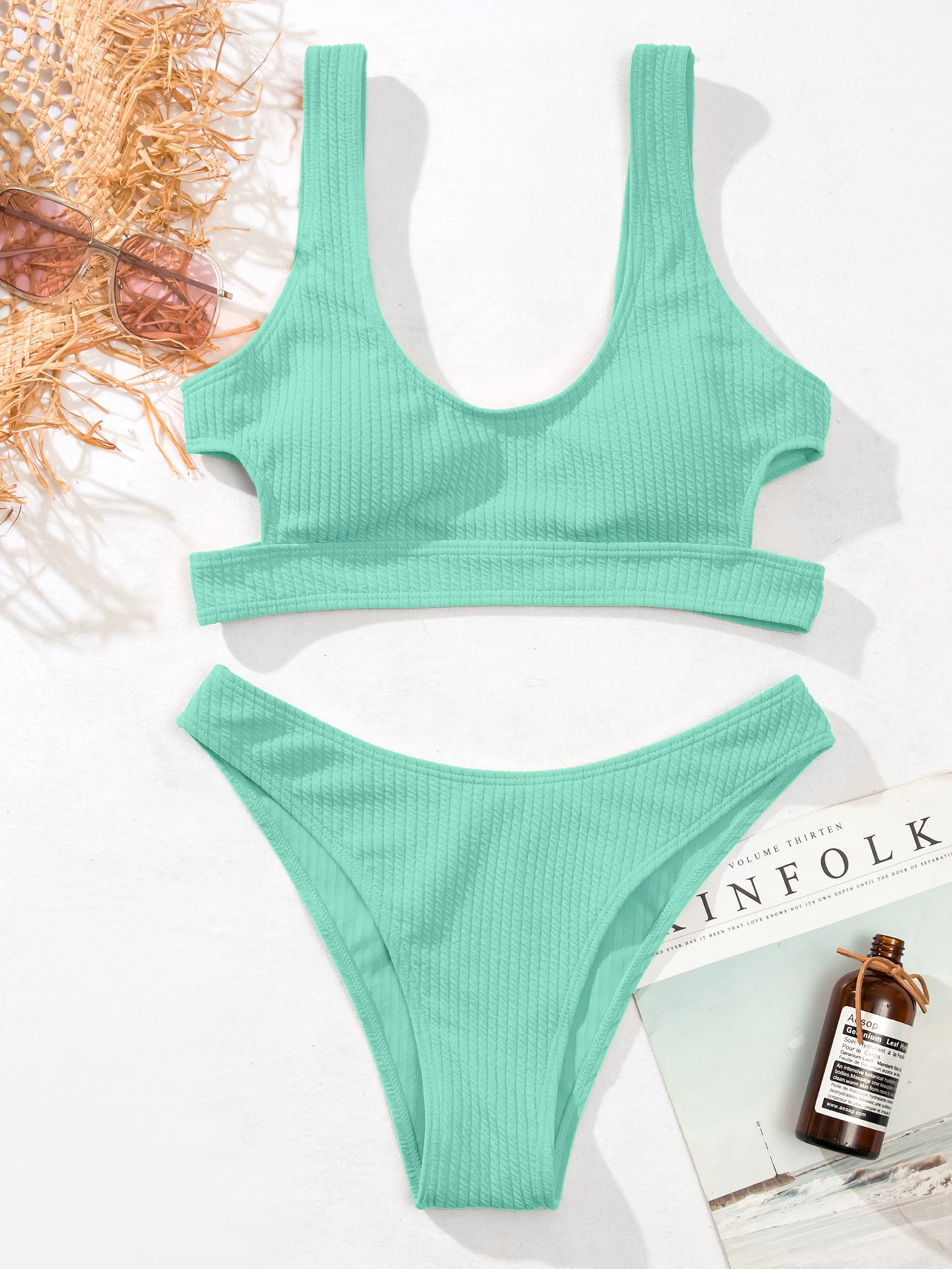 Plain Cutout Bikini Swimsuit SHEIN UK