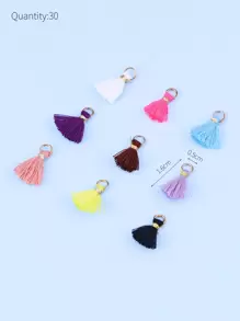 30 件随机颜色棉质流苏，手工流苏吊坠，适合 DIY 珠宝/项链制作、书签 - 彩色 - 查看 4