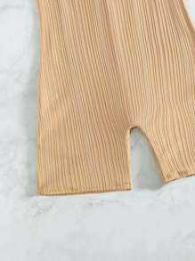 Plain Cross Back One Piece Swimsuit, For Summer Beach Vacation - Mocha Brown - View 5