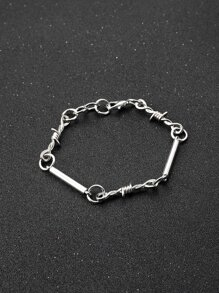 Fashionable and Popular Men Minimalist Bracelet Punk Hip Pop Style Alloy Material for Jewelry Gift and for a Stylish Look - Silver - View 1