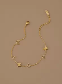 Butterfly Decor Anklet - Yellow Gold - View 2
