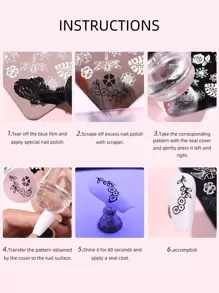 1pc Butterfly Pattern Nail Art Template Plate - Blue and White - View 5