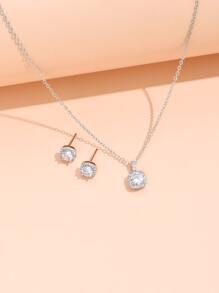 S0300 3 Stücke Kubischem Zirkonia Dekor, Schmuck Set, Kupfer Schmuck