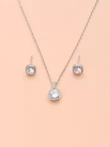 S0300 3 Stücke Kubischem Zirkonia Dekor, Schmuck Set, Kupfer Schmuck