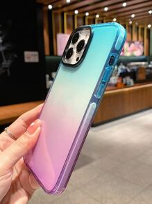 1PC Anti-Drop Gradient Double Bevel Design Tpu Soft Phone Case For Women, Compatible With Iphone - Multicolor - View 3