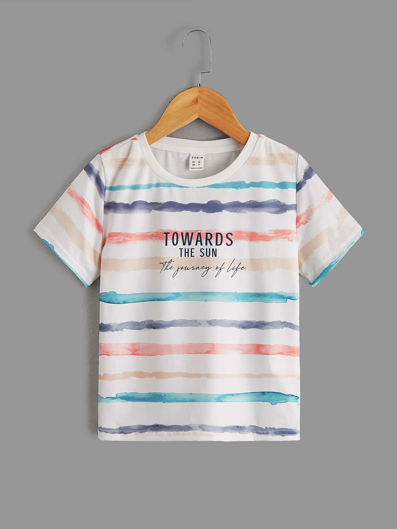 SHEIN Tops con trai lớn Cà vạt nhuộm Slogan Giải trí - Nhiều màu - Xem 1