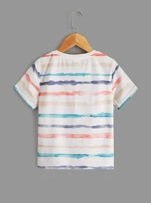 SHEIN Tops con trai lớn Cà vạt nhuộm Slogan Giải trí - Nhiều màu - Xem 2