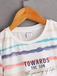 SHEIN Tops con trai lớn Cà vạt nhuộm Slogan Giải trí - Nhiều màu - Xem 3