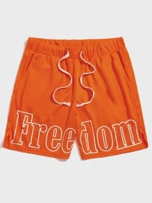 Manfinity VCAY Men Letter Graphic Track Shorts - Orange - View 1