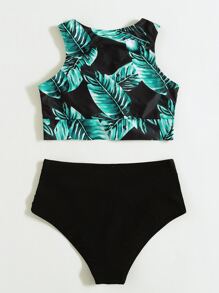 Bikini cạp cao thắt nút họa tiết nhiệt đới mùa hè - Nhiều màu - Xem 2