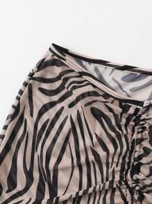 Swim Vcay 2025 斑马纹抽绳罩衫迷你裙 夏季 - 彩色 - 查看 3