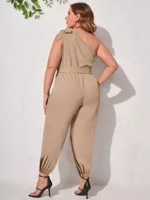 SHEIN Unity 大碼系帶單肩腰帶連身褲