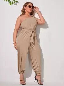 SHEIN Unity 大碼系帶單肩腰帶連身褲