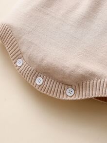 嬰兒素色麻花編織套頭毛衣連身背心 - 杏色 - 查看 5