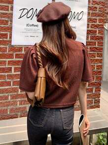 DAZY Áo thun nữ màu trơn Giải trí - Cà phê nâu - Xem 4